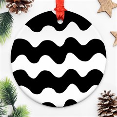 Lokki Cotton White Black Waves Ornament (round)