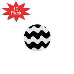 Lokki Cotton White Black Waves 1  Mini Buttons (10 Pack) 