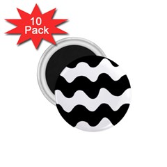 Lokki Cotton White Black Waves 1 75  Magnets (10 Pack) 