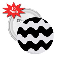 Lokki Cotton White Black Waves 2 25  Buttons (10 Pack)  by Mariart