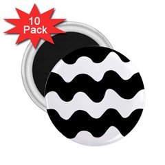 Lokki Cotton White Black Waves 2 25  Magnets (10 Pack) 