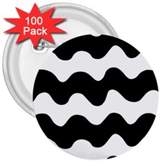 Lokki Cotton White Black Waves 3  Buttons (100 Pack)  by Mariart