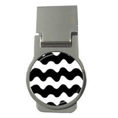 Lokki Cotton White Black Waves Money Clips (round) 