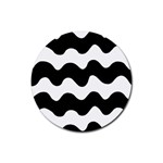 Lokki Cotton White Black Waves Rubber Coaster (Round)  Front