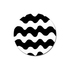 Lokki Cotton White Black Waves Magnet 3  (round)