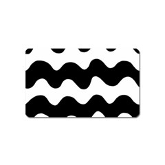 Lokki Cotton White Black Waves Magnet (name Card) by Mariart