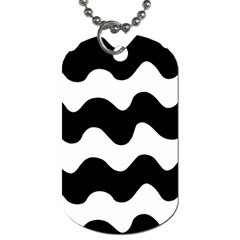 Lokki Cotton White Black Waves Dog Tag (one Side)