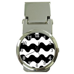 Lokki Cotton White Black Waves Money Clip Watches by Mariart