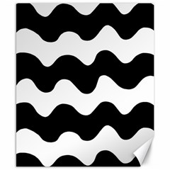 Lokki Cotton White Black Waves Canvas 8  X 10  by Mariart