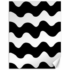 Lokki Cotton White Black Waves Canvas 12  X 16  