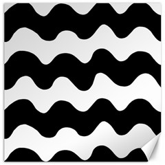 Lokki Cotton White Black Waves Canvas 16  X 16   by Mariart