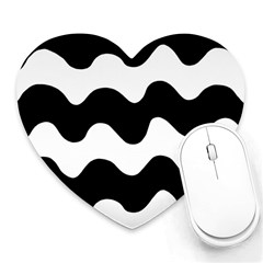 Lokki Cotton White Black Waves Heart Mousepads by Mariart