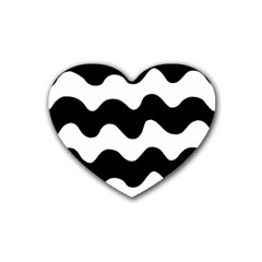 Lokki Cotton White Black Waves Heart Coaster (4 Pack)  by Mariart