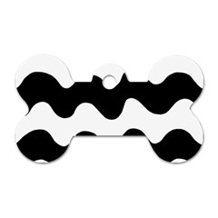 Lokki Cotton White Black Waves Dog Tag Bone (one Side) by Mariart