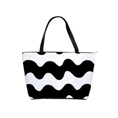 Lokki Cotton White Black Waves Shoulder Handbags by Mariart