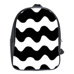 Lokki Cotton White Black Waves School Bags(large)  by Mariart