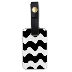 Lokki Cotton White Black Waves Luggage Tags (one Side) 