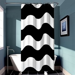 Lokki Cotton White Black Waves Shower Curtain 36  X 72  (stall)  by Mariart