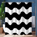 Lokki Cotton White Black Waves Shower Curtain 60  x 72  (Medium)  60 x72  Curtain