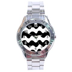 Lokki Cotton White Black Waves Stainless Steel Analogue Watch by Mariart