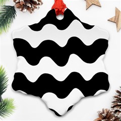 Lokki Cotton White Black Waves Snowflake Ornament (two Sides) by Mariart