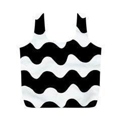 Lokki Cotton White Black Waves Full Print Recycle Bags (m)  by Mariart