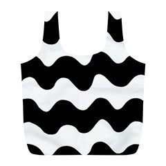 Lokki Cotton White Black Waves Full Print Recycle Bags (l)  by Mariart