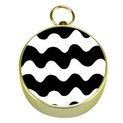 Lokki Cotton White Black Waves Gold Compasses by Mariart