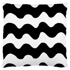 Lokki Cotton White Black Waves Standard Flano Cushion Case (two Sides)