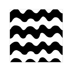 Lokki Cotton White Black Waves Small Satin Scarf (square)