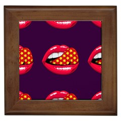 Lip Vector Hipster Example Image Star Sexy Purple Red Framed Tiles by Mariart