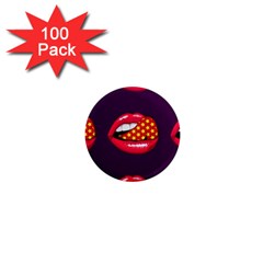 Lip Vector Hipster Example Image Star Sexy Purple Red 1  Mini Magnets (100 Pack) 