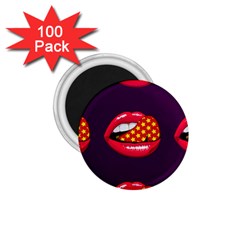 Lip Vector Hipster Example Image Star Sexy Purple Red 1 75  Magnets (100 Pack) 