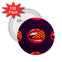 Lip Vector Hipster Example Image Star Sexy Purple Red 2 25  Buttons (100 Pack) 