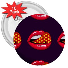 Lip Vector Hipster Example Image Star Sexy Purple Red 3  Buttons (10 Pack)  by Mariart