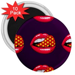 Lip Vector Hipster Example Image Star Sexy Purple Red 3  Magnets (10 Pack) 