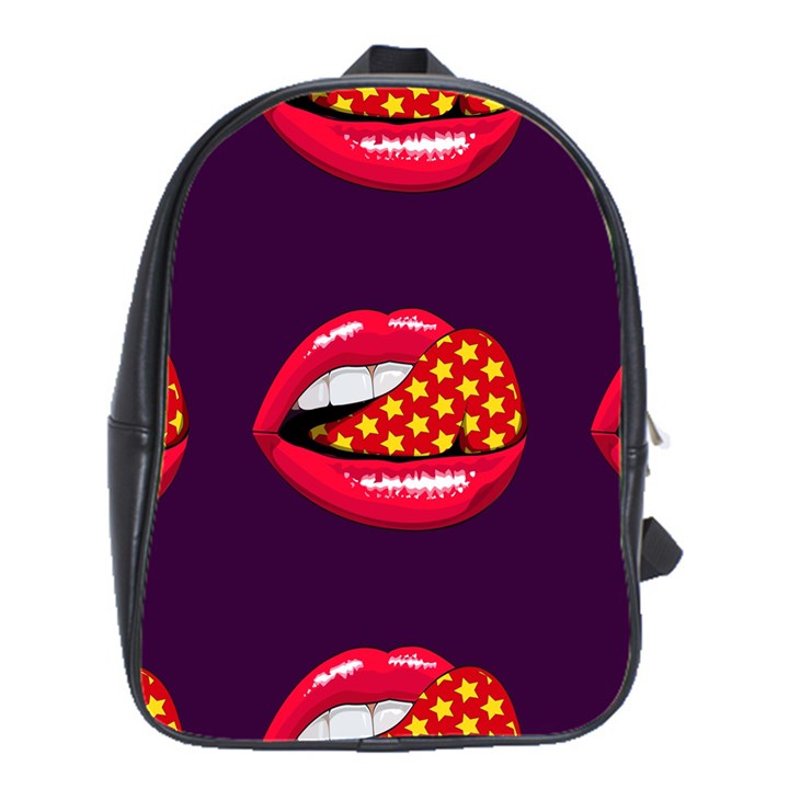 Lip Vector Hipster Example Image Star Sexy Purple Red School Bags(Large) 