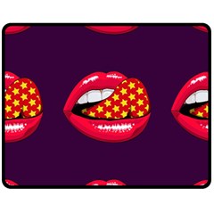 Lip Vector Hipster Example Image Star Sexy Purple Red Fleece Blanket (medium)  by Mariart