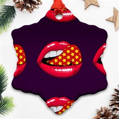 Lip Vector Hipster Example Image Star Sexy Purple Red Ornament (snowflake)