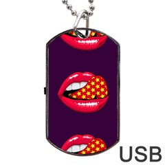 Lip Vector Hipster Example Image Star Sexy Purple Red Dog Tag Usb Flash (one Side) by Mariart