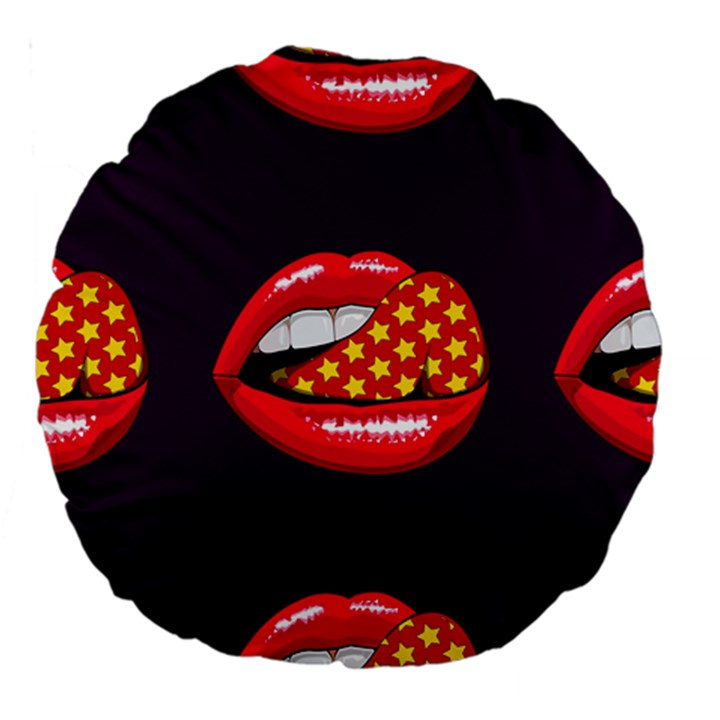 Lip Vector Hipster Example Image Star Sexy Purple Red Large 18  Premium Round Cushions