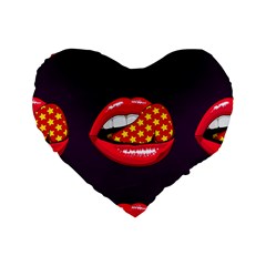 Lip Vector Hipster Example Image Star Sexy Purple Red Standard 16  Premium Heart Shape Cushions