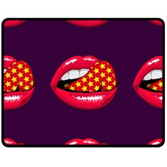 Lip Vector Hipster Example Image Star Sexy Purple Red Double Sided Fleece Blanket (medium)  by Mariart