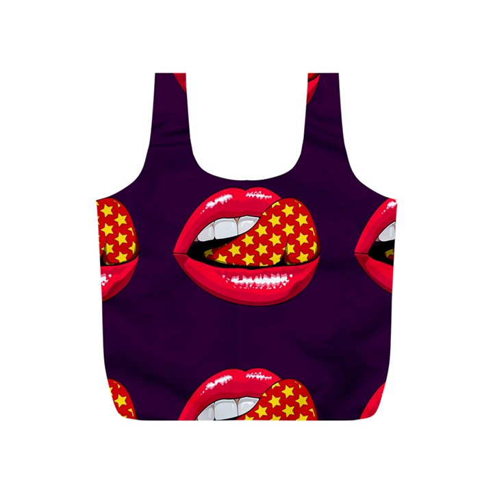 Lip Vector Hipster Example Image Star Sexy Purple Red Full Print Recycle Bags (S) 