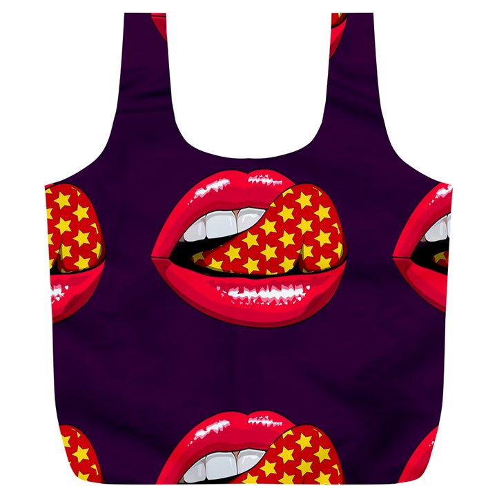 Lip Vector Hipster Example Image Star Sexy Purple Red Full Print Recycle Bags (L) 