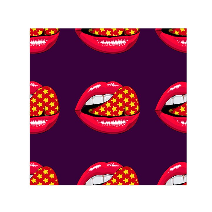 Lip Vector Hipster Example Image Star Sexy Purple Red Small Satin Scarf (Square)