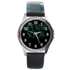 Opening Soon Sign Round Metal Watch