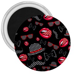 Lip Hat Vector Hipster Example Image Star Sexy Black Red 3  Magnets by Mariart