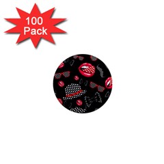 Lip Hat Vector Hipster Example Image Star Sexy Black Red 1  Mini Magnets (100 Pack) 