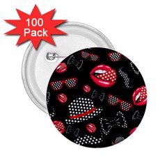 Lip Hat Vector Hipster Example Image Star Sexy Black Red 2 25  Buttons (100 Pack) 